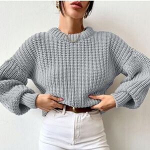 H&M | Powder Blue Chunky Knit Cozy Sweater